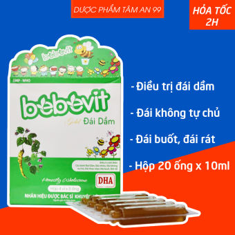Siro bebevit đái dầm giảm tình trạng đái dầm, đái không tự chủ, đái buốt, đái rát - Hộp 20 ống - Dược Phẩm Tâm An 99