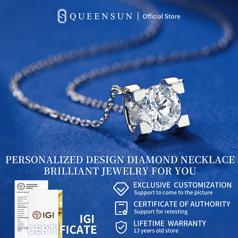  QUEENSUN 18K bull pendant necklace Lab Grown Diamond necklace /high-end and niche luxury/牛头吊坠钻石项链Luxury Wedding /accessories for ladies/Necklace for women for gify