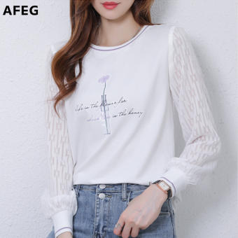 AFEG Áo Thun Đơn Giản In Hình Cổ Tròn Dài Tay Mới, Dành Cho Nữ