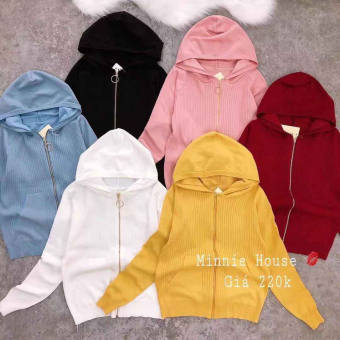 FREE SIZE 55KG] ÁO KHOÁC LEN MỎNG CARDIGAN 2 TÚI  MŨ TRÙM ĐẦU TAY DÀI ULZZANG XINH XẮN