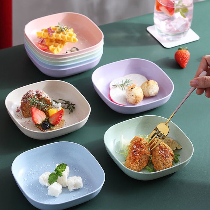 Set 8 dia lua mạch 4 vuông 4 tròn chất lượng tốt, - dĩa ăn cơm - tô ăn cơm - dĩa đưng trái cây - dia lua mach - dia an