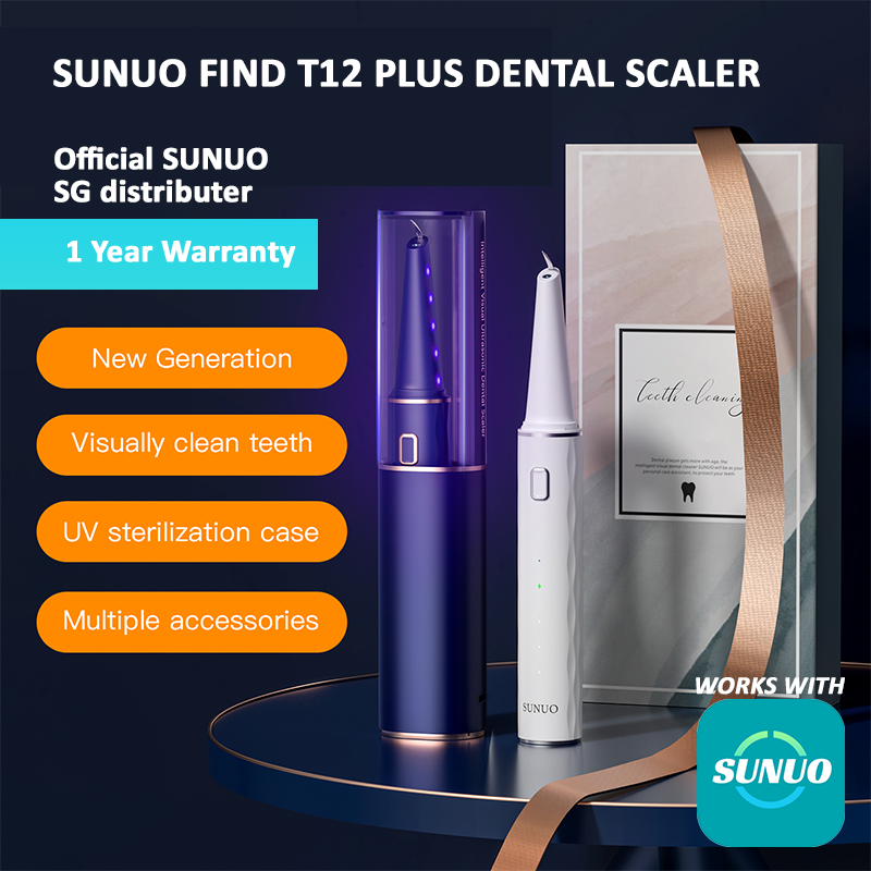 [FREE SUNUO FIND B] Sunuo T12 Plus Smart Visual Ultrasonic Dental Scaler High Precision Camera Tool White Colour