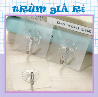 Bộ 10 Móc Dán Tường Siêu Dính Trong Suốt Chịu Lực Tốt Treo Tường Chắc Chắn 6x6 cm  [ Trùm Giá Rẻ ]