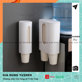 HỘP ĐÔI TREO TƯỜNG ĐỰNG LY GIẤY CÓ NẮP ĐẬY 2 NGĂN TIỆN LỢI - DỤNG CỤ LƯU TRỮ 2 NGĂN CỐC GIẤY, LY NHỰA DÙNG 1 LẦN DÁN TƯỜNG HOẶC TREO MÁY NƯỚC LỌC TỰ ĐỘNG - GIÁ ĐỠ CỐC NHỰA ĐÔI RÚT TỰ ĐỘNG - GIA DỤNG YUSHEN - HTT052