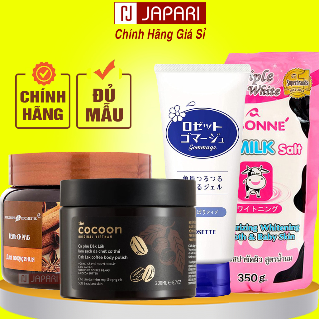 Tẩy Tế Bào Chết Body Cocoon, Quế Hồi Nga, Muối Tắm Sữa Bò Abonne, Dove CHÍNH HÃNG - Tẩy Da Chết Body Toàn Thân Và Da Mặt Abone Thái Lan - Mỹ Phẩm Giá Sỉ JAPARI