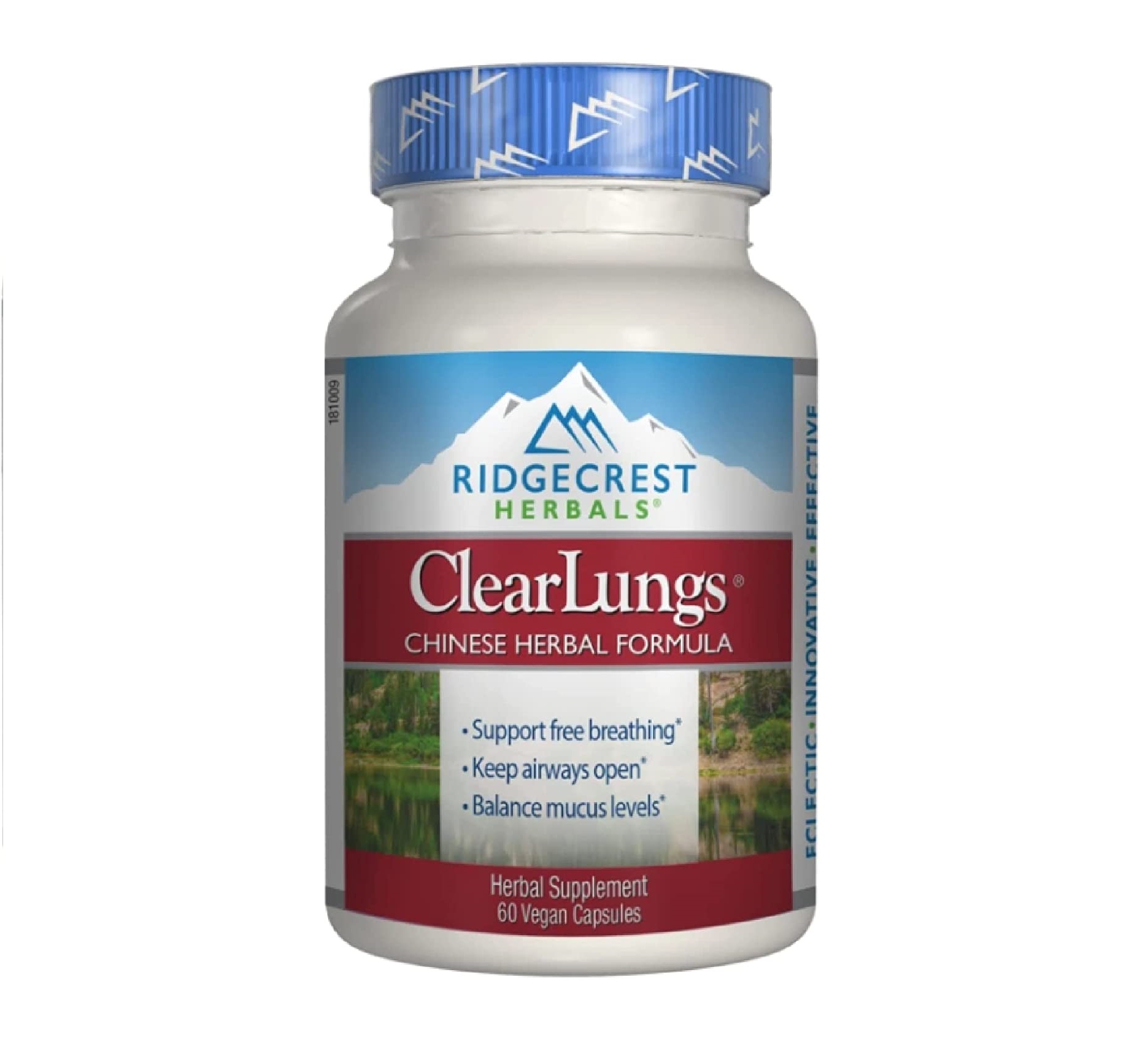 Ridgecrest Herbals ClearLungs 1000mg - Viên uống bổ phổi, thải độc phổi và hỗ trợ hô hấp 60 viên Lung Support