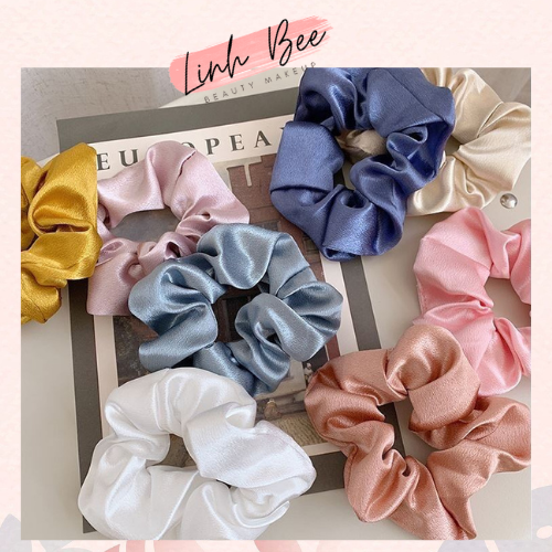 Dây buộc tóc scrunchies phi bóng cao cấp loại to / Dây cột tóc nữ