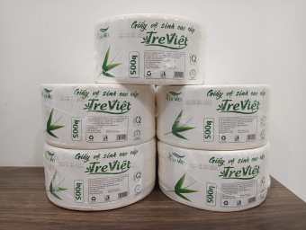 COMBO 5 cuộn 500G Giấy vệ sinh CÔNG NGHIỆP TRE VIỆT CUỘN LỚN 500GAM