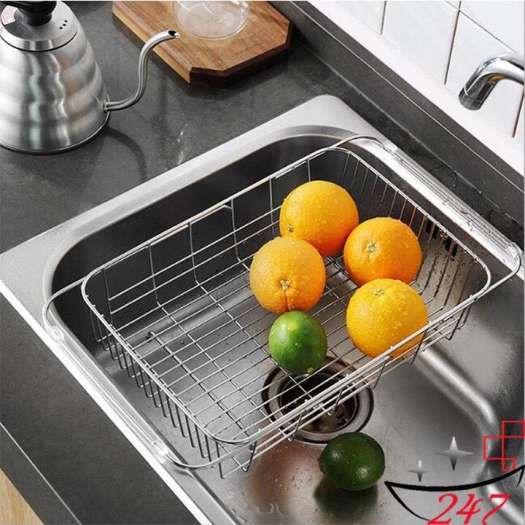Khay Inox gác lên bồn rửa chén size lớn tùy chỉnh kích thước tiện lợi gọn gàng đựng đĩa chén trái cây