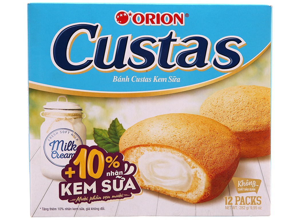 Bánh Custas Orion Kem Sữa Hộp 12 cái