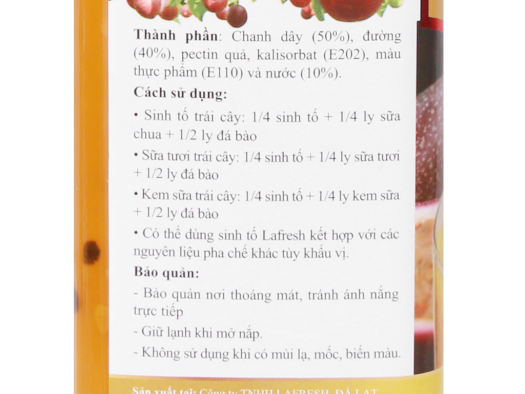 Sinh Tố Chanh Dây La Fresh Đà Lạt Chai 750ml