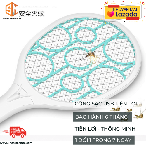 Vợt Diệt Muỗi 48 X 205 X 02Cm thiết kế thân to chắc chắn rất nhẹ vừa tầm tay nắm