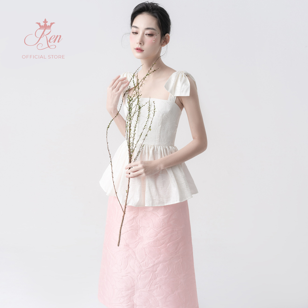Ren by tee - chân váy dài gấm hoa