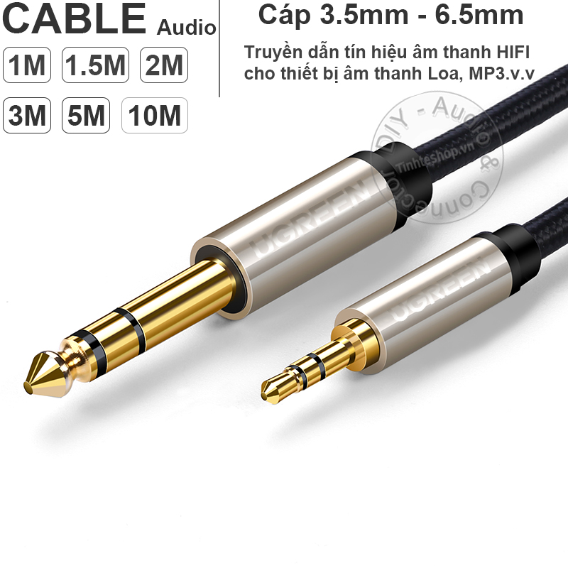 Dây jack 3.5 ra 6 ly ugreen av127 dài 1 mét đến 10 mét - cáp 3.5mm to 6.5mm trs