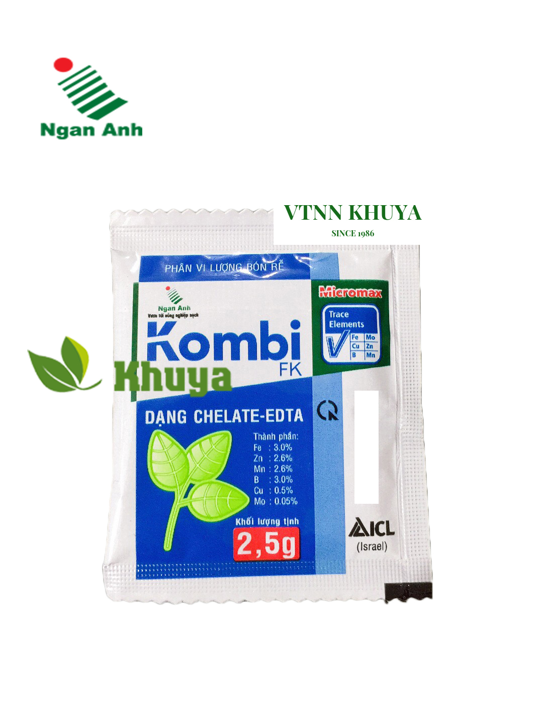 Phân bón vi lượng Kombi FK 2,5gr Dạng Chelate EDTA