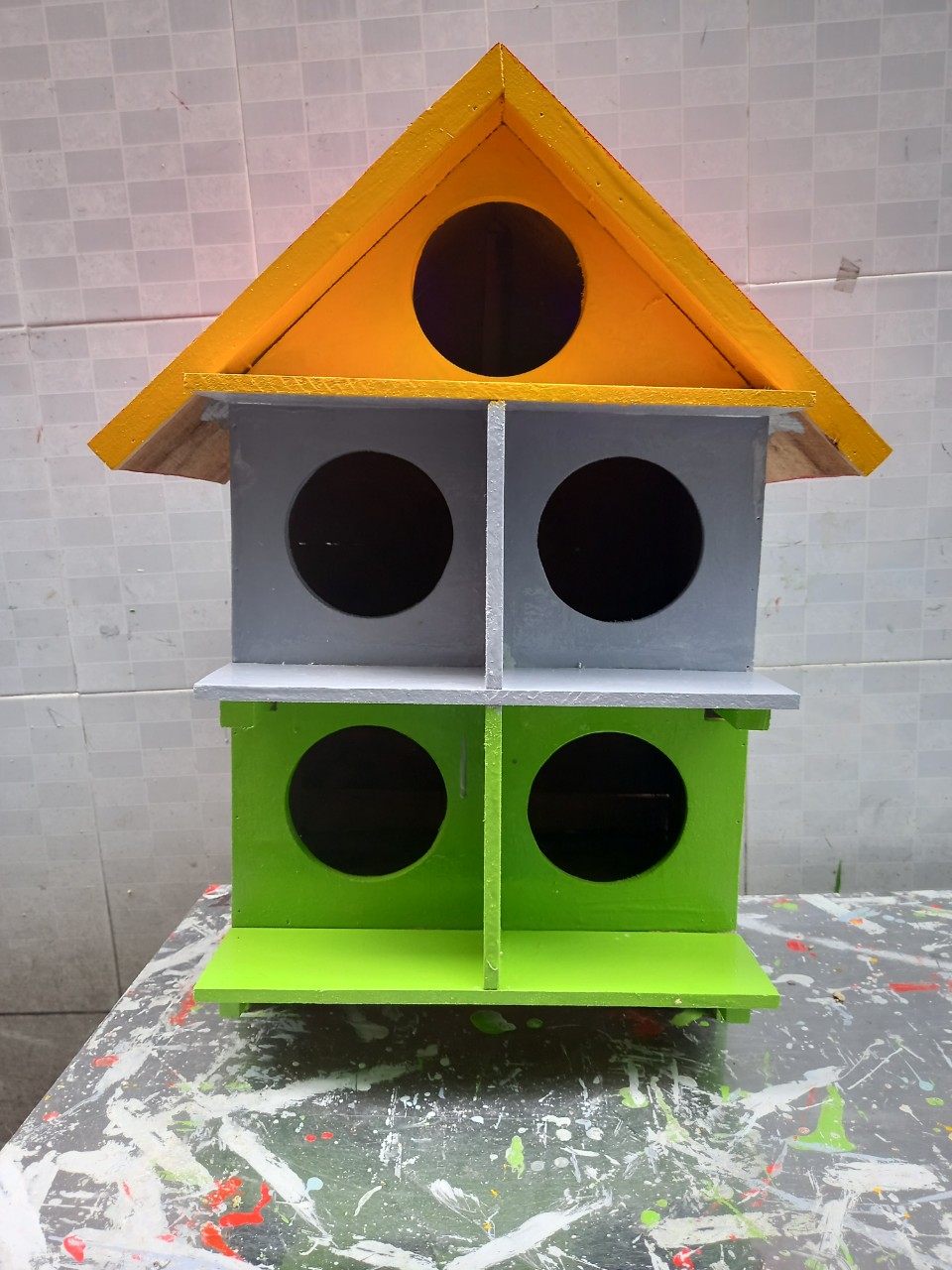 chuồng chim bồ câu bằng gỗ 5 lỗ sơn màu