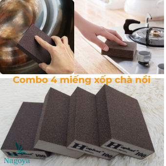 Miếng Nhám Xốp Chà Nhám, Xốp Chà Gót Chân,Xoong - Nồi - Chà Đa Năng ( Combo 4 miếng)