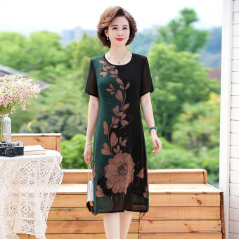 Váy Mẹ Mùa Hè Mới 2020 Cho Phụ Nữ Trung Niên Phong Cách Phương Tây Trung Niên TRUNG NIÊN Váy Voan Dài 40 Tuổi 50 Tuổi