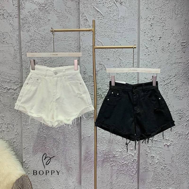 Quần short nữ, quần đùi nữ, chất kaki jean co dãn lưng cao về hai màu trắng đen MEDUSA