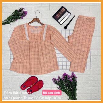 ĐỒ BỘ BẦU MẶC SAU SINH HANNA, CÓ KHÓA CHO BÉ TY, TAY DÀI QUẦN DÀI, VẢI LUẠ 1 LỚP MÁT MẶC HÈ THOẢI MÁI KHÔNG NHĂN