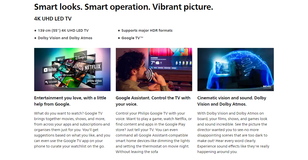 Philips 7100-serie 4K UHD LED-tv 55PUT7129/98 Pixel Precieze Ultra HD, Dolby Vision en Dolby Atmos, Bluetooth 5.0