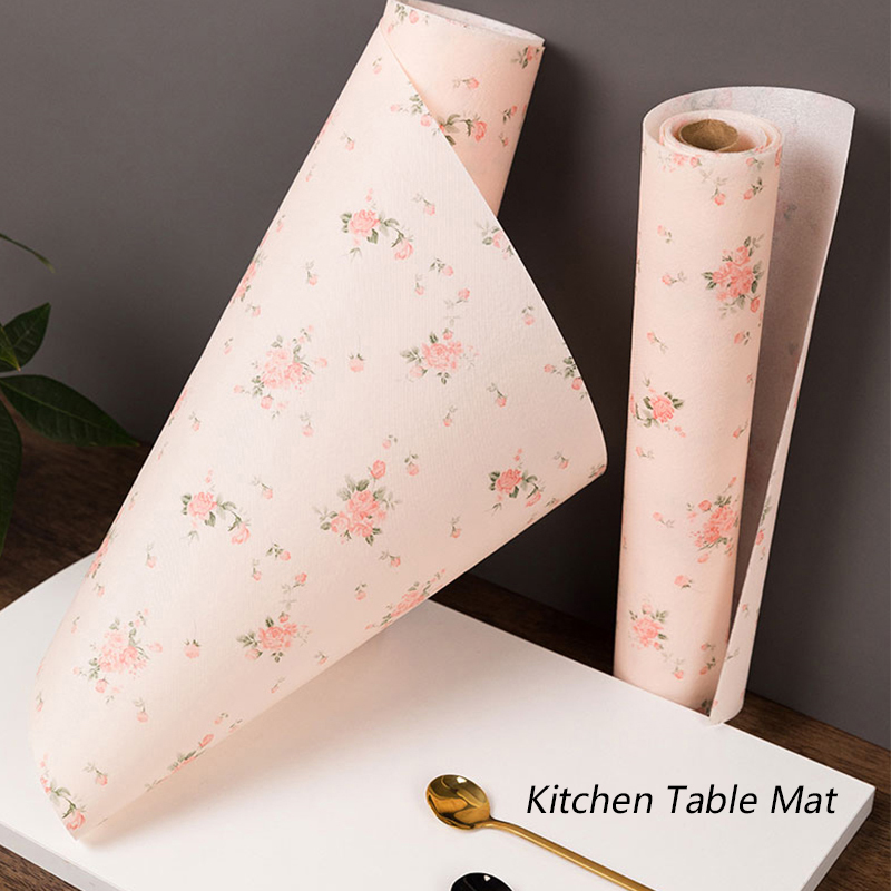 Tấm lót bàn bếp 5 mx30cm tấm lót kệ tủ ngăn kéo họa tiết hoa hồng/cẩm thạch tấm lót tủ chén tấm lót bàn tủ lạnh chống bụi chống dầu chống ẩm tấm lót bàn tủ quần áo bằng giấy tùy ý cắt cúp tấm lót nồi chảo