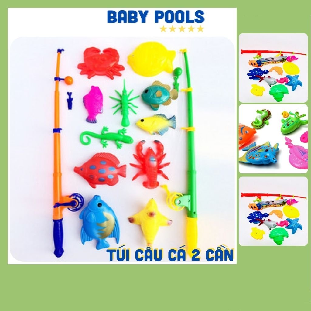 Đồ chơi câu cá nước - bộ cần câu cá 2 cần cho bé - loại lớn