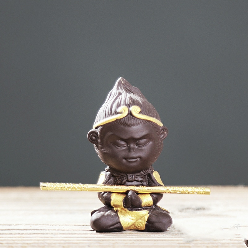 [TẶNG GẬY NHƯ Ý] Tượng tôn ngộ không mini size S tượng thiền tượng bái tặng gậy như ý - Linh Tâm Mộc Trầm