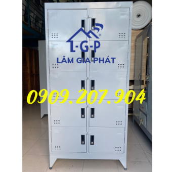 Tủ hồ sơ sắt sơn tĩnh điện 10 cửa có chân lưu trữ đồ cá nhân cho nhân viên