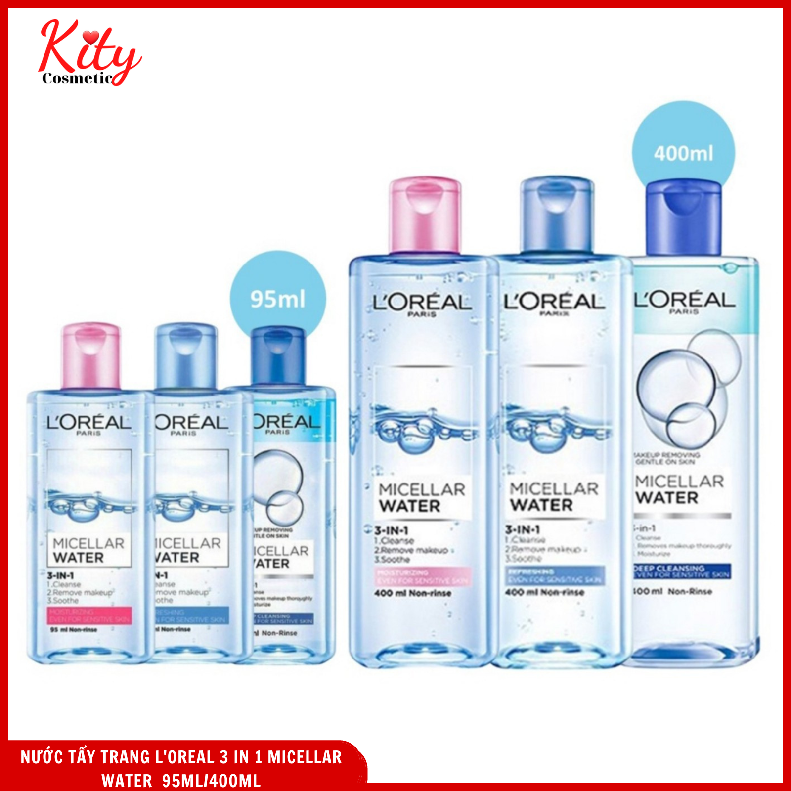 Nước tẩy trang Loreal - LOreal Paris 3-in-1 Micellar Water 95ml/400ml