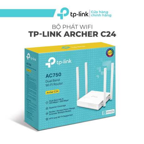 Bộ phát wifi tp-link archer c24 tốc độ ac750mbps chính hãng archer c24 | router wi-fi băng tần kép ac750 - tp-link router wifi chuẩn ac750 tp-link bộ phát wifi tp-link archer c24 ac750mbps