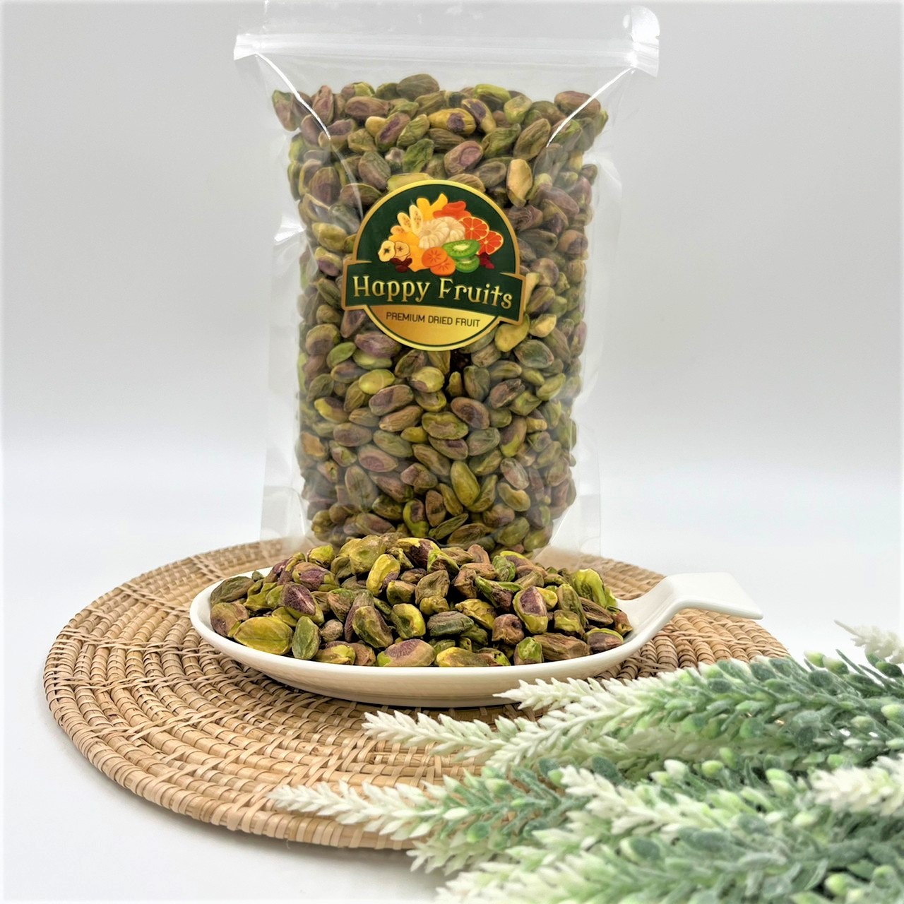 Pistachio Roasted พิสตาชิโออเมริกาแกะเปลือก อบธรรมชาติ (ไม่ใส่เกลือ) KETO ถั่วเพื่อสุขภาพ เกรด A By Happy Fruits ราคา 281 บาท*ส่งฟรี