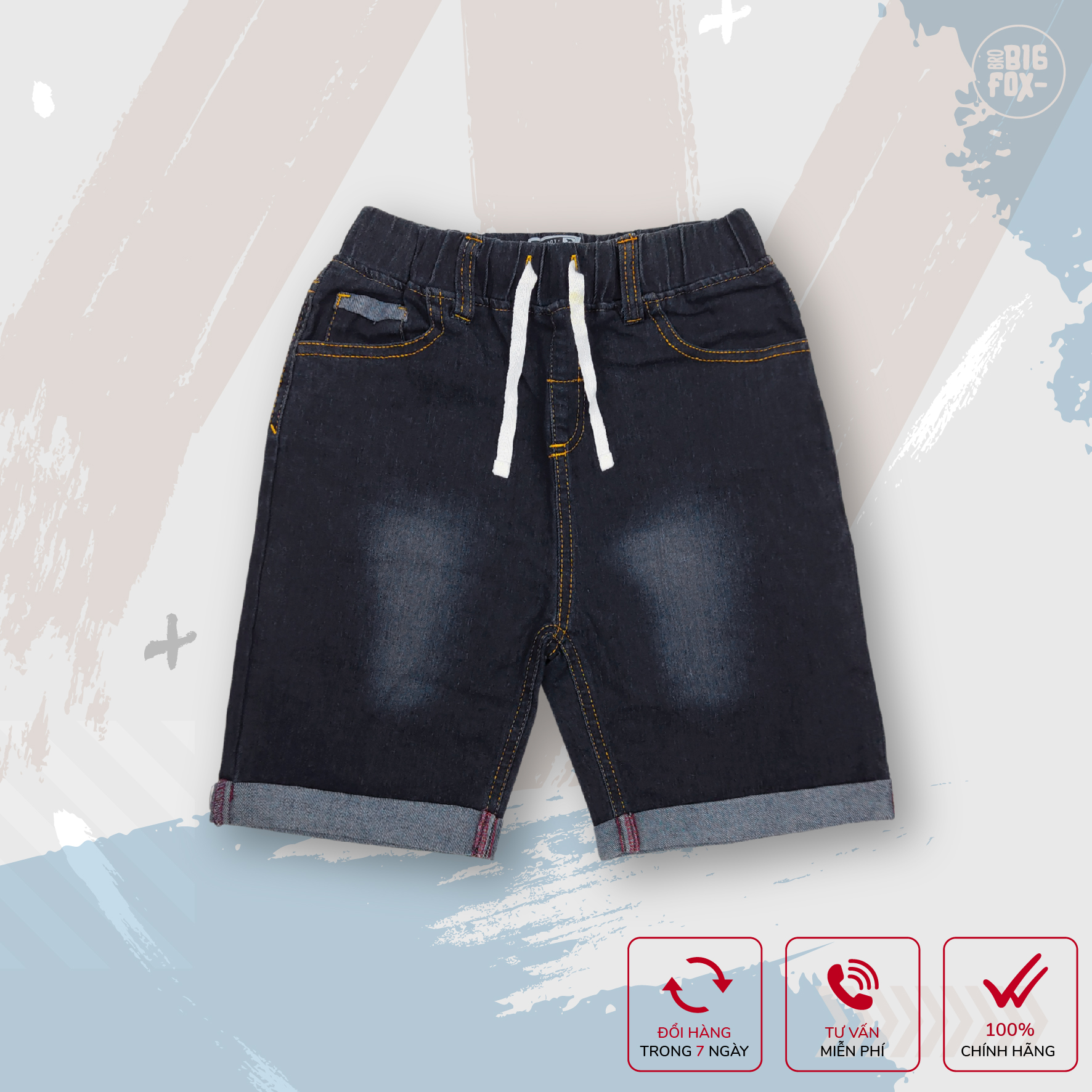 Quần short bé trai bigfox quần sooc cho bé chất bò jean size đại gấp gấu 5-15