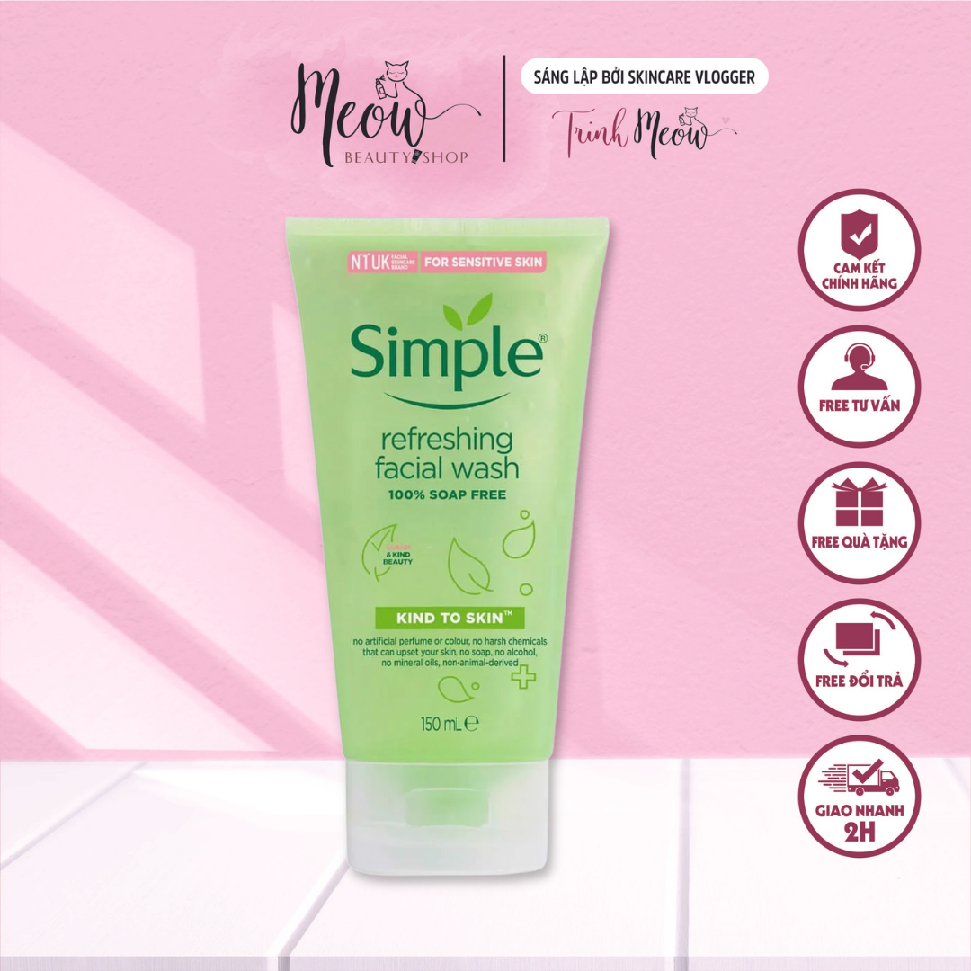 Simple - Sữa Rửa Mặt Simple Gel Kind To Skin Refreshing Facial Wash Gel