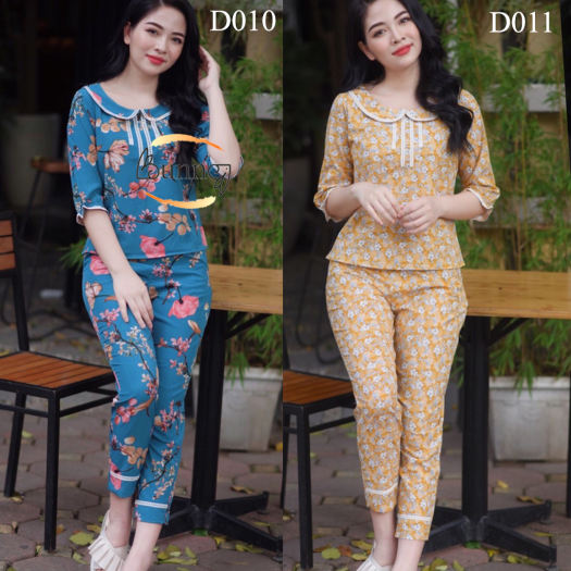 Đồ bộ nữ mặc ở nhà, Đồ bộ mặc nhà nữ tay lỡ cổ sen thu đông đẹp