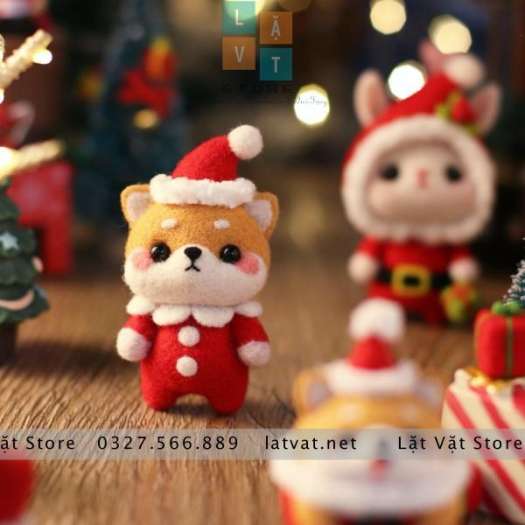 Bộ len chọc làm quà Giáng Sinh đơn giản - Có hướng dẫn và video - Needle felting Christmas Gift
