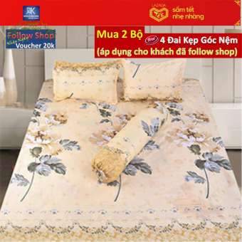 bộ ga chun 1m8x2m + 2 áo gối 45cmx65cm.