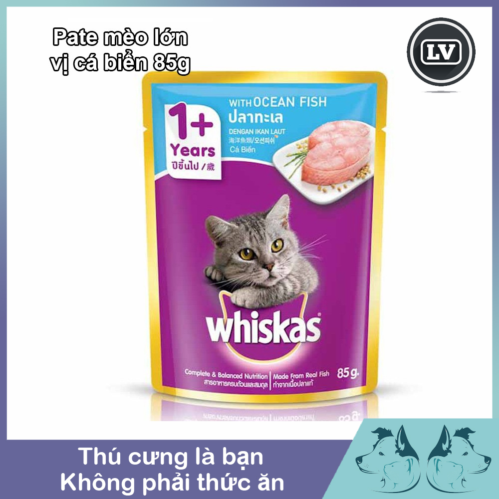 Thức ăn mèo lớn Whiskas vị cá biển dạng túi 85g