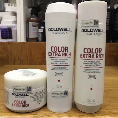 Bộ dầu gội, dầu xả, hấp dầu giữ màu tóc nhuộm Goldwell Dualsenses Color Brilliance 250ml l 200ml l 200ml