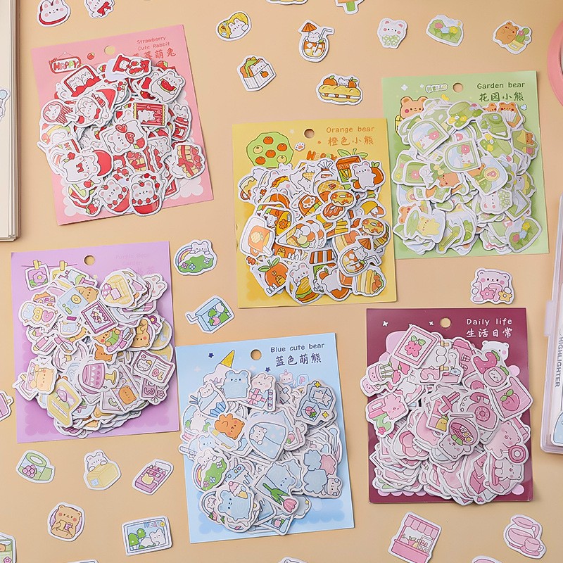 Sticker/nhãn dán cắt sẵn loại túi 200 hình dán dễ thương