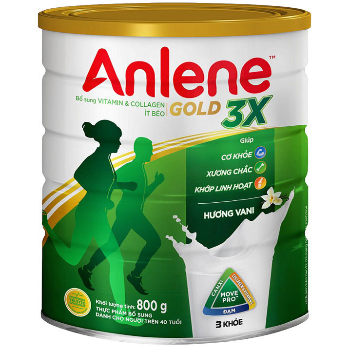 HCMSữa bột Anlene Gold 3X lon 800g hương vani, trên 40 tuổi