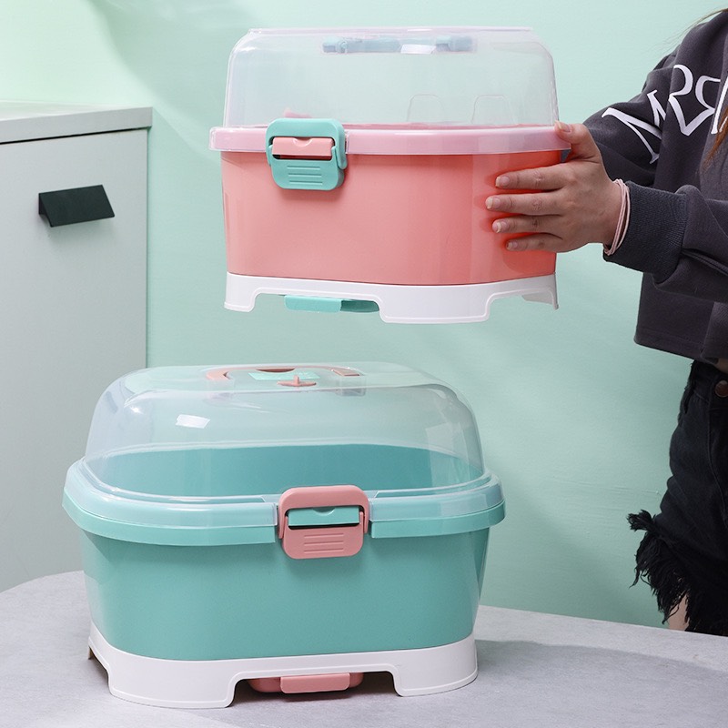 Giá úp bình sữa có nắp đậy và lỗ thoáng khí Jupin hiệu 9BABY
