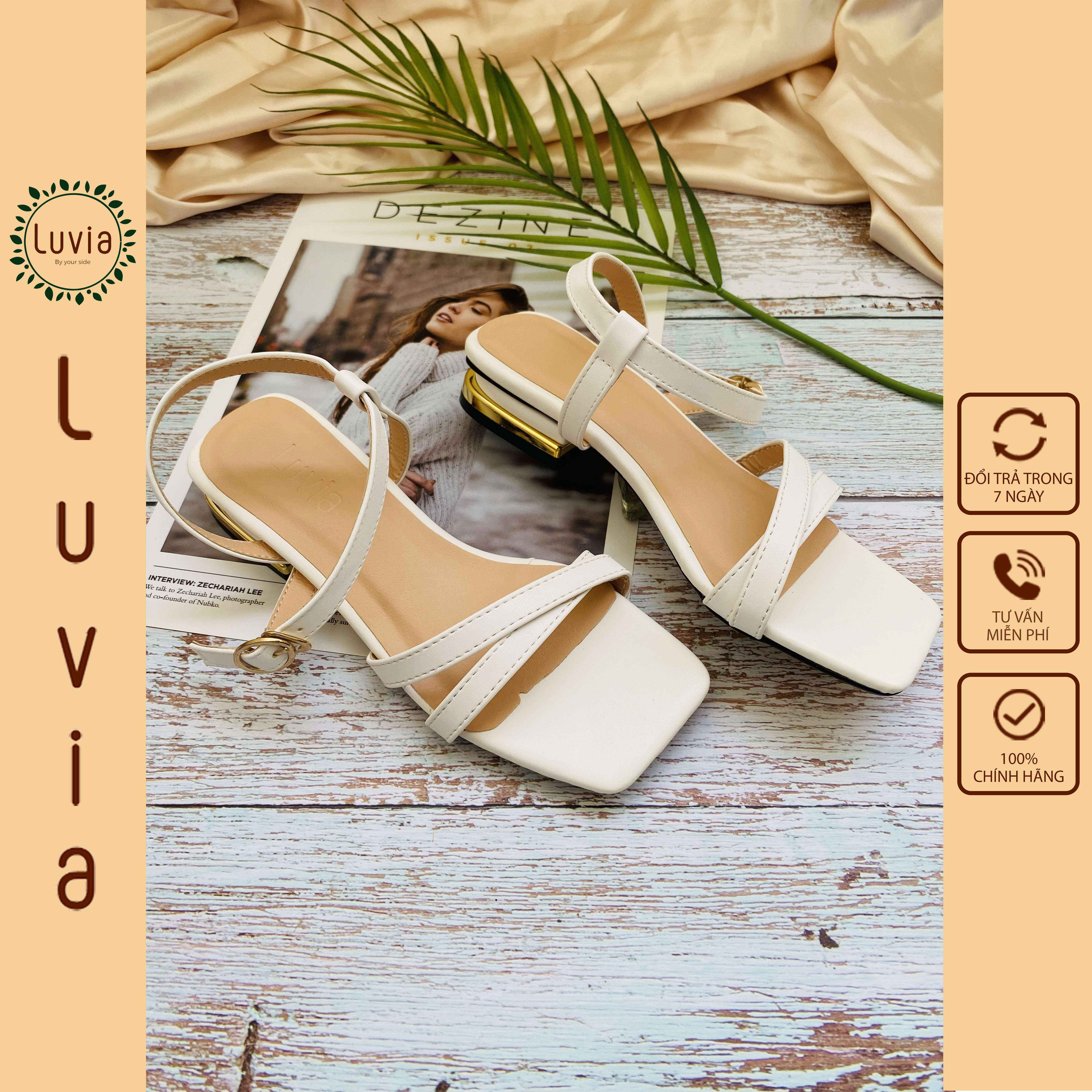 Sandal nữ cao gót đế vuông 2 phân đơn giản quai mảnh Luvia 15SD