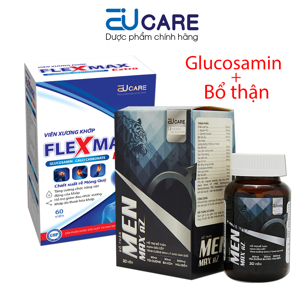 Bộ 2 sản phẩm Viên xương khớp Flexmax UC2 60 viên, Viên uống tăng cường sinh lý nam Bổ Thận Men Max Az 30 viên
