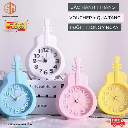 Đồng hồ báo thức - hình cây đàn trang trí - đồng hồ để bàn, đồng hồ để bàn mini, decor phòng ngủ - bảo hành 1 tháng