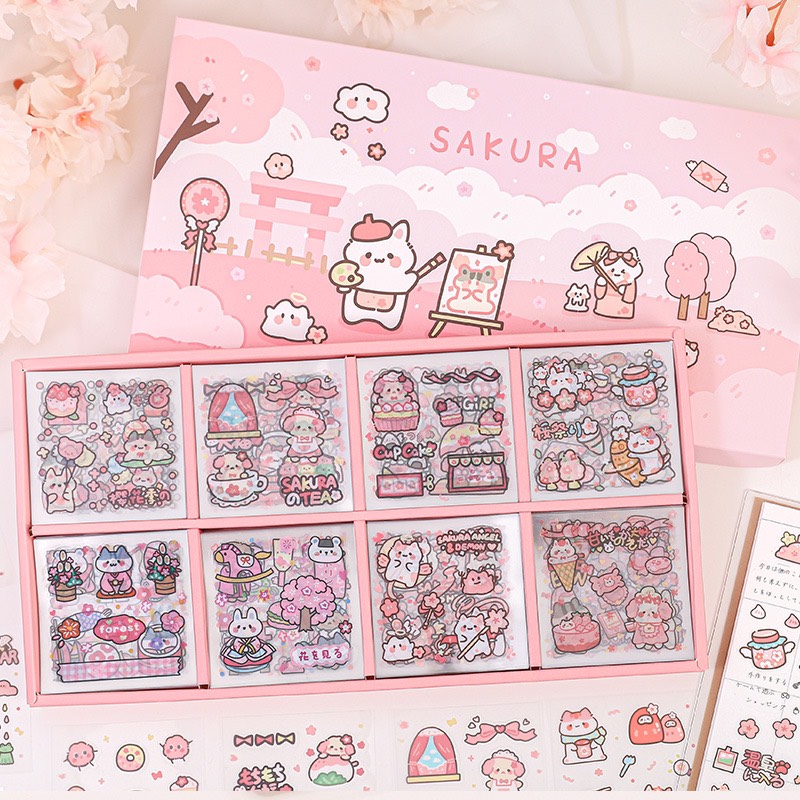 Set 200 tấm sticker nhãn dán trang trí sổ lưu niệm bìa sách dễ thương