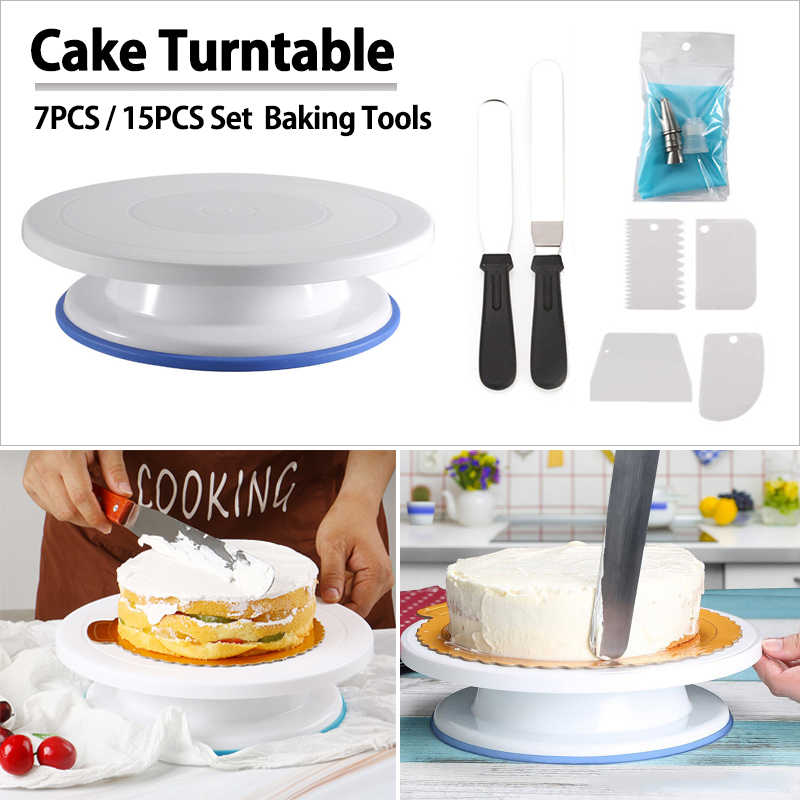 6Pcs/Set Cake Decorating Tools With 1 Rotating Cake Spinner 2 Cake Spatula  3 Icing Smoother Cakes Turntable/Stand