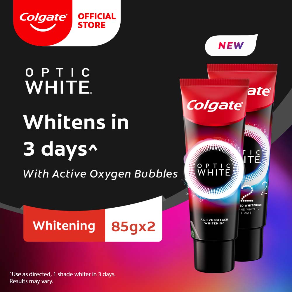 Gambar Colgate Optic White O2 Oxygen Whitening Toothpaste 85g [Bundle of 2] Value Deal