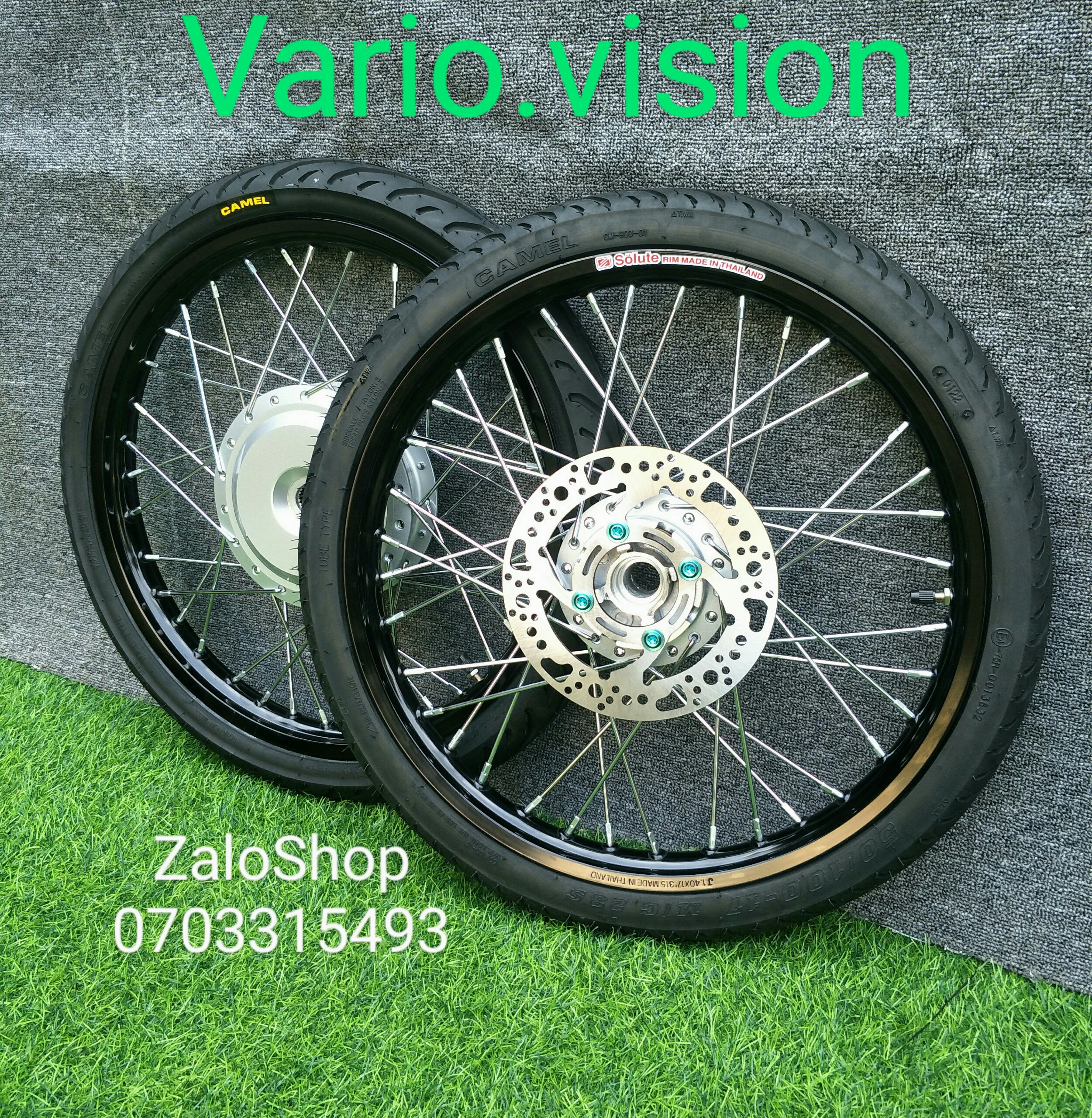 [HCM] CẶP BÁNH CĂM XE GA VARIO 150 VISION AB CĂM ĐÙM MẠ CROM NIỀNG BANZAI HOẶC SOLUTE FULL VỎ CRV HOẶC CAMEL TÙY CHỌN ĐĨA ỐC