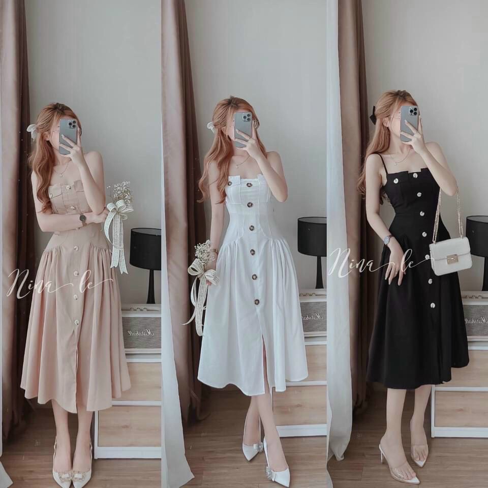 Đầm nữ, đầm 2 dây dáng suông, from đơn giản xinh xắn